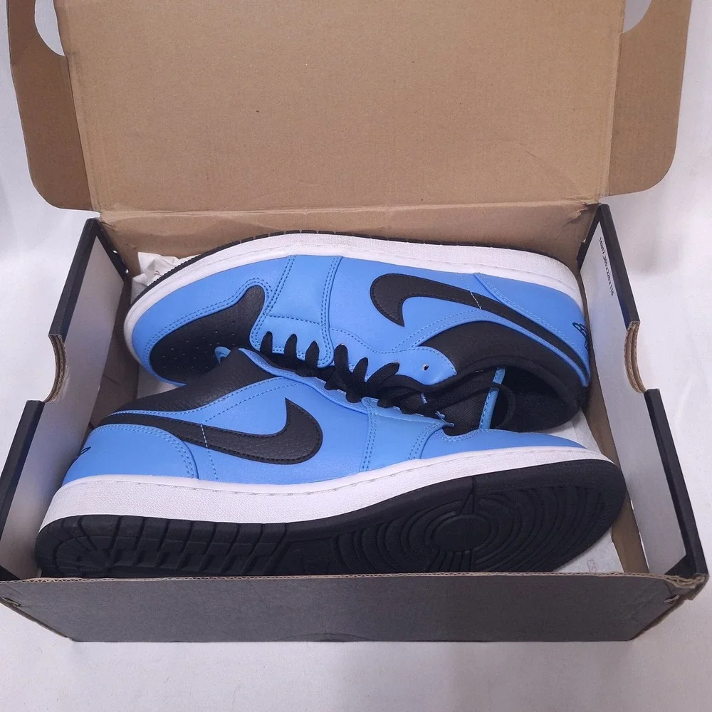 Nike Air Jordan 1 Low University Blue Black White 553558-403 Mens 10.5 UNC w/Box